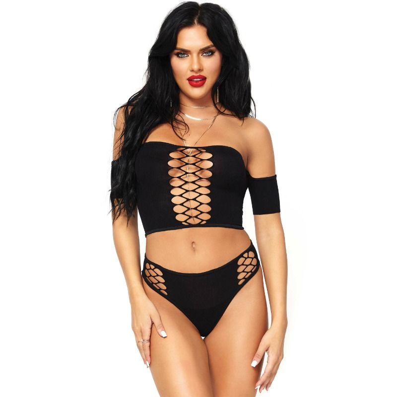 LEG AVENUE SET OPAQUE CROP TOP AND THONG